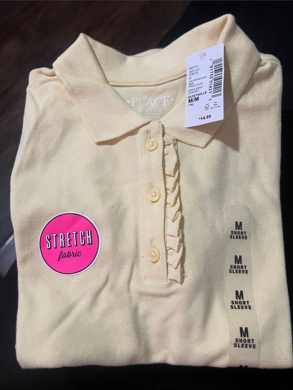 4 Children's Place Girls Yellow Polo short Sleeve shirt Uniform